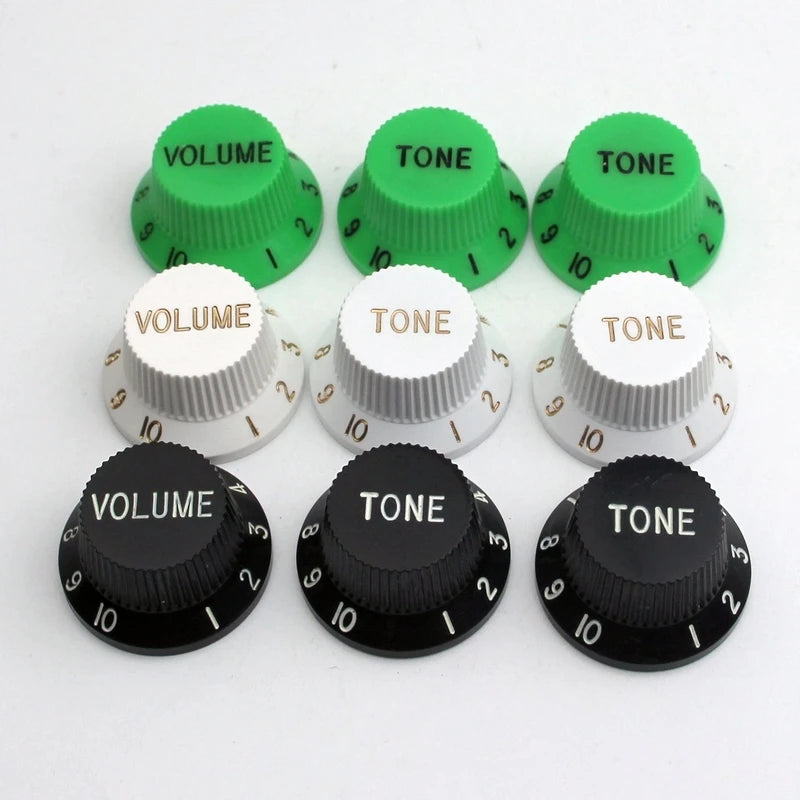 1 Volume & 2 Tone Green/White/Black Speed Control Volume Tone Knob For Electric Guitar Musical Instrument Accessories Part