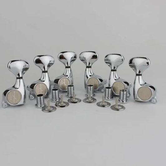 Guyker 3R3L Guitar Machine Heads 1:21 Sealed Tuning Key Pegs Tuners Set Replacement for ST TL SG Style Electric Guitars Chrome