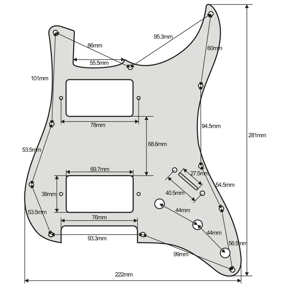 Fleor Electric Guitar HH Pickguard Scratch Plate Back Plate with Screws for 11-Hole American Standard FD ST Style Guitar
