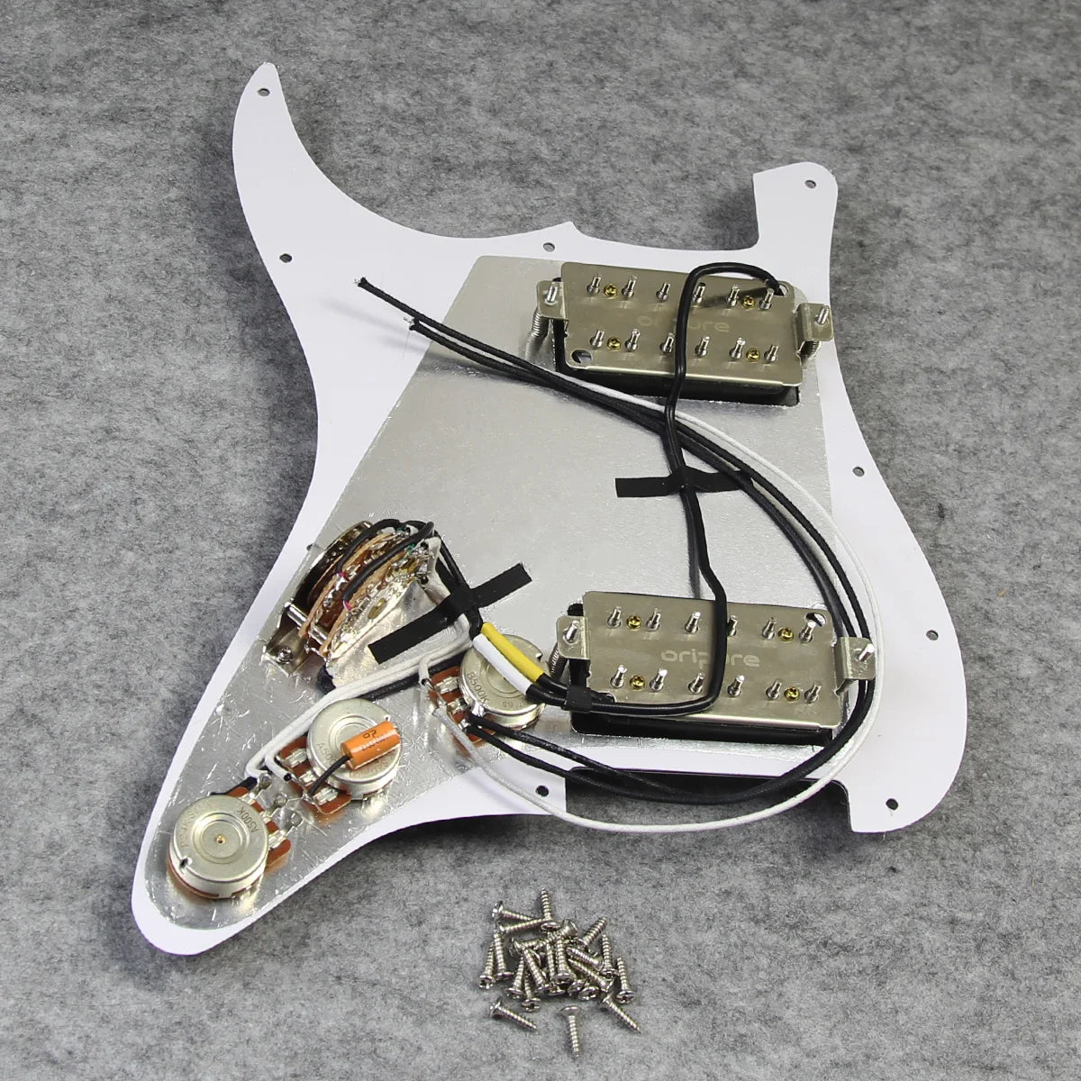 Oripure Prewired Guitar ST Pickguard HH Loaded with Alnico 5 Humbucker Pickups, 2T1V Pots, 5-Way 24-Pin Super Switch