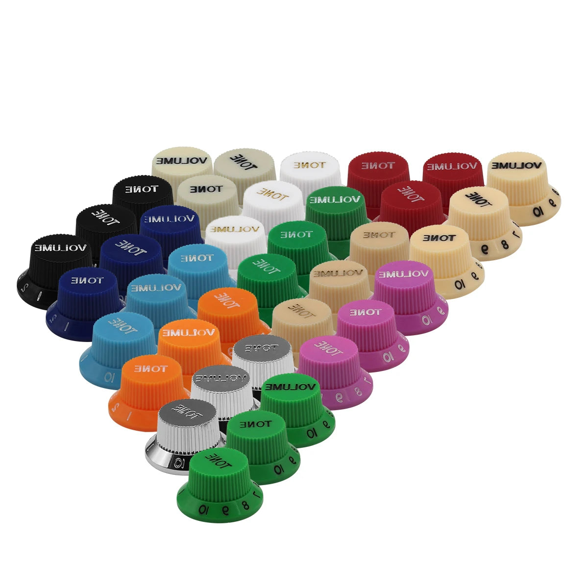 FLEOR 3pcs Plastic 2T1V Volume Tone Control Knobs High Dome Caps for ST Guitar