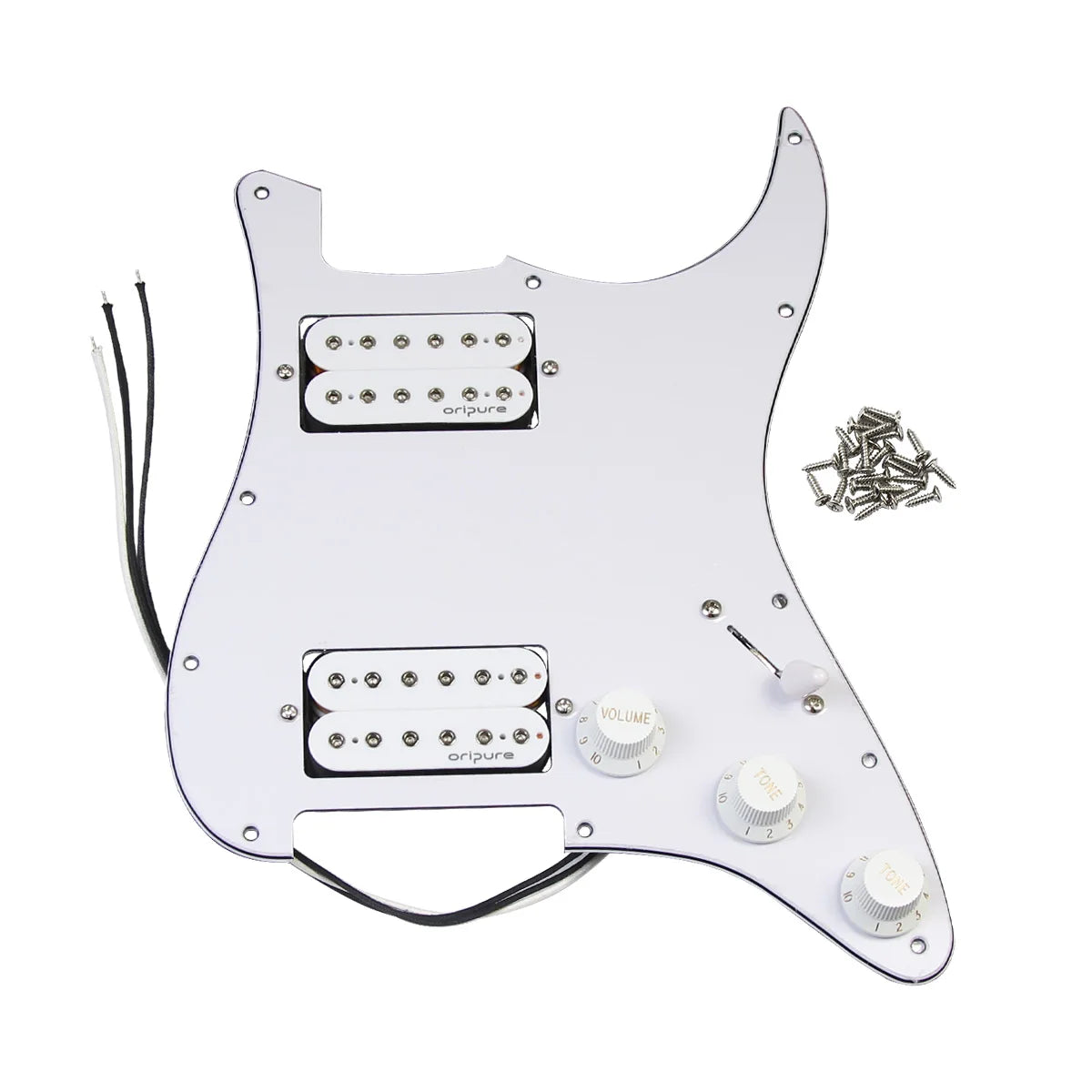 Oripure Prewired Guitar ST Pickguard HH Loaded with Alnico 5 Humbucker Pickups, 2T1V Pots, 5-Way 24-Pin Super Switch