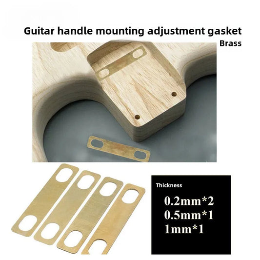 4-Piece Set Pure Copper Neck Mount Height Adjustment Shims with 0.1 mm Brass Shim – Neck Shim Set
