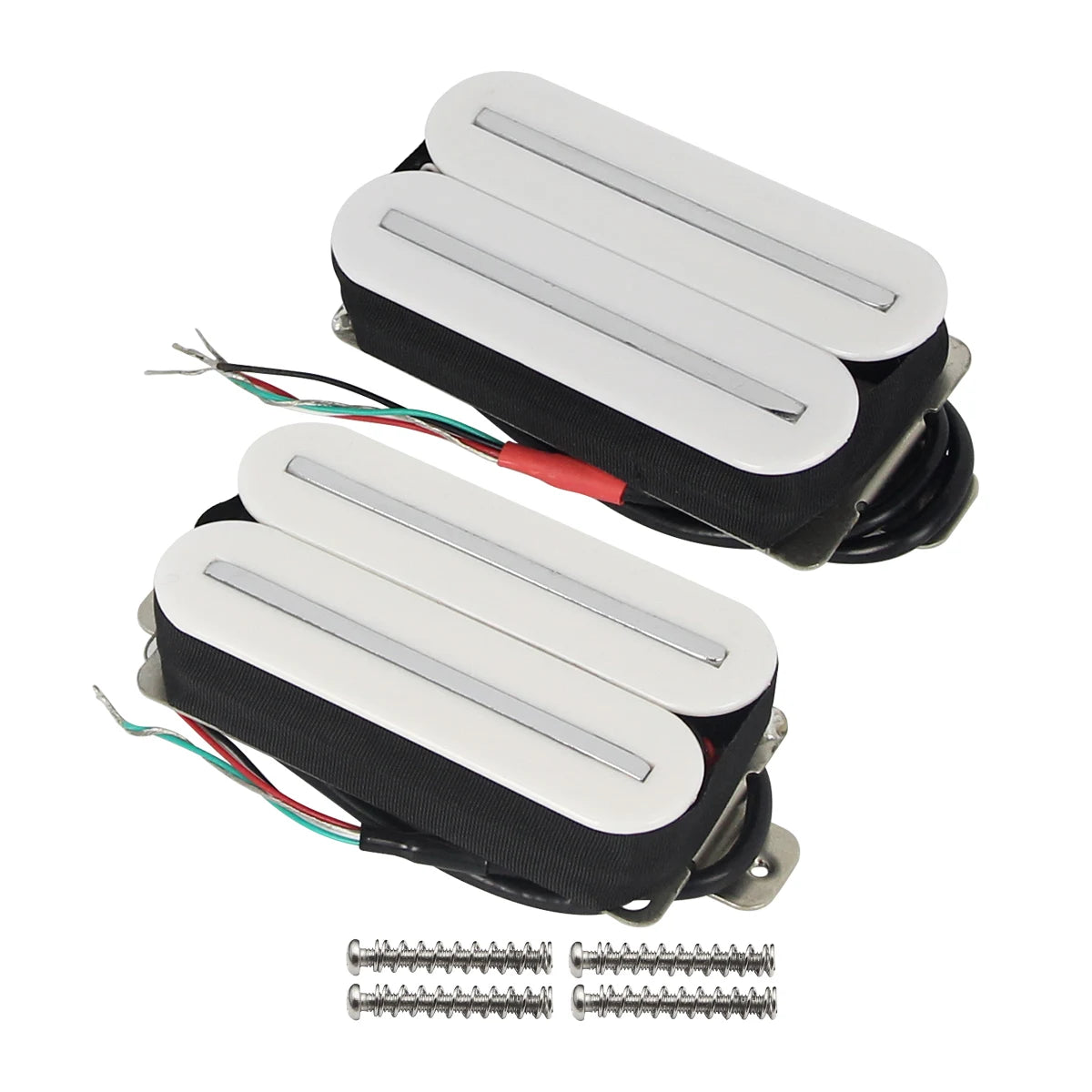 FLEOR Set of Neck and Bridge High Output Hot Dual Rail Humbucker Pickups Ceramic Available in Black or White