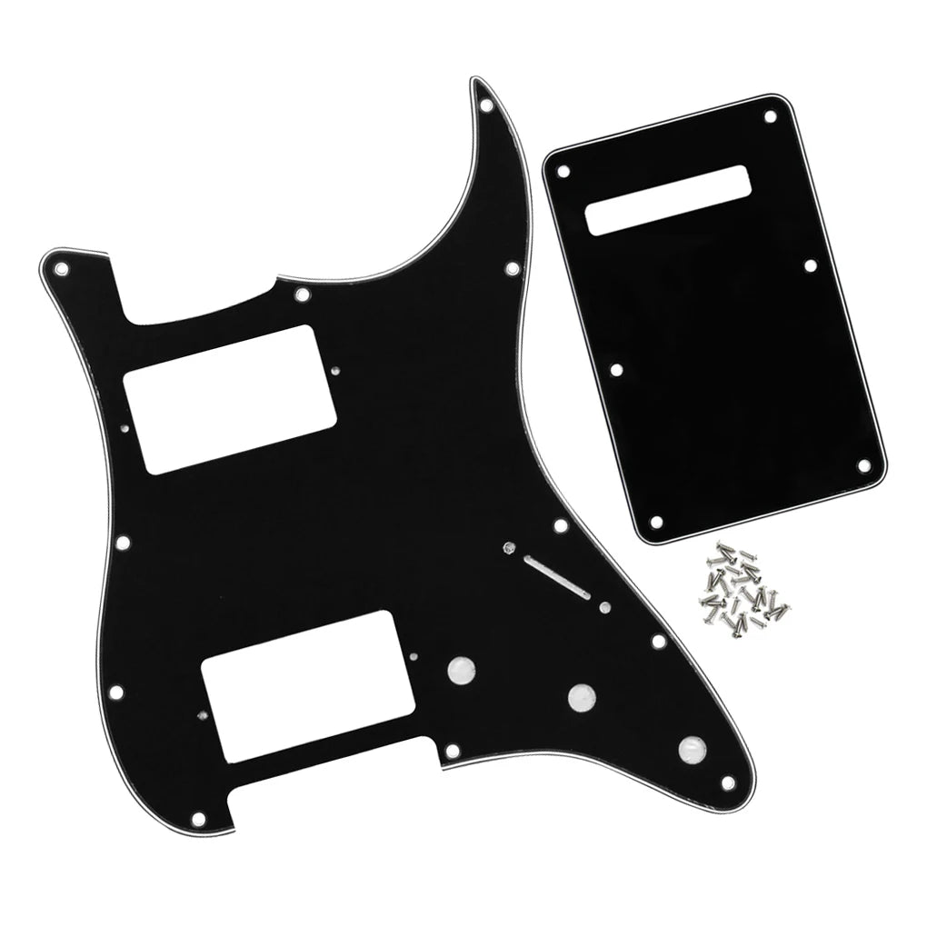 Fleor Electric Guitar HH Pickguard Scratch Plate Back Plate with Screws for 11-Hole American Standard FD ST Style Guitar