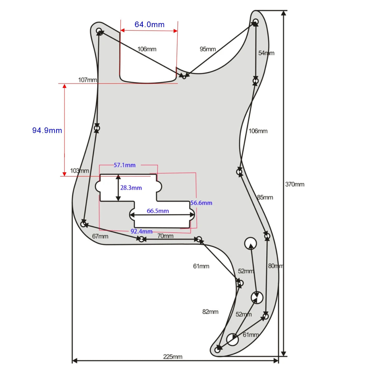 FLEOR Single PB Bass Pickguard 13-Hole Scratch Plate with Screws for 4-String Bass Parts Available in 15 Colors