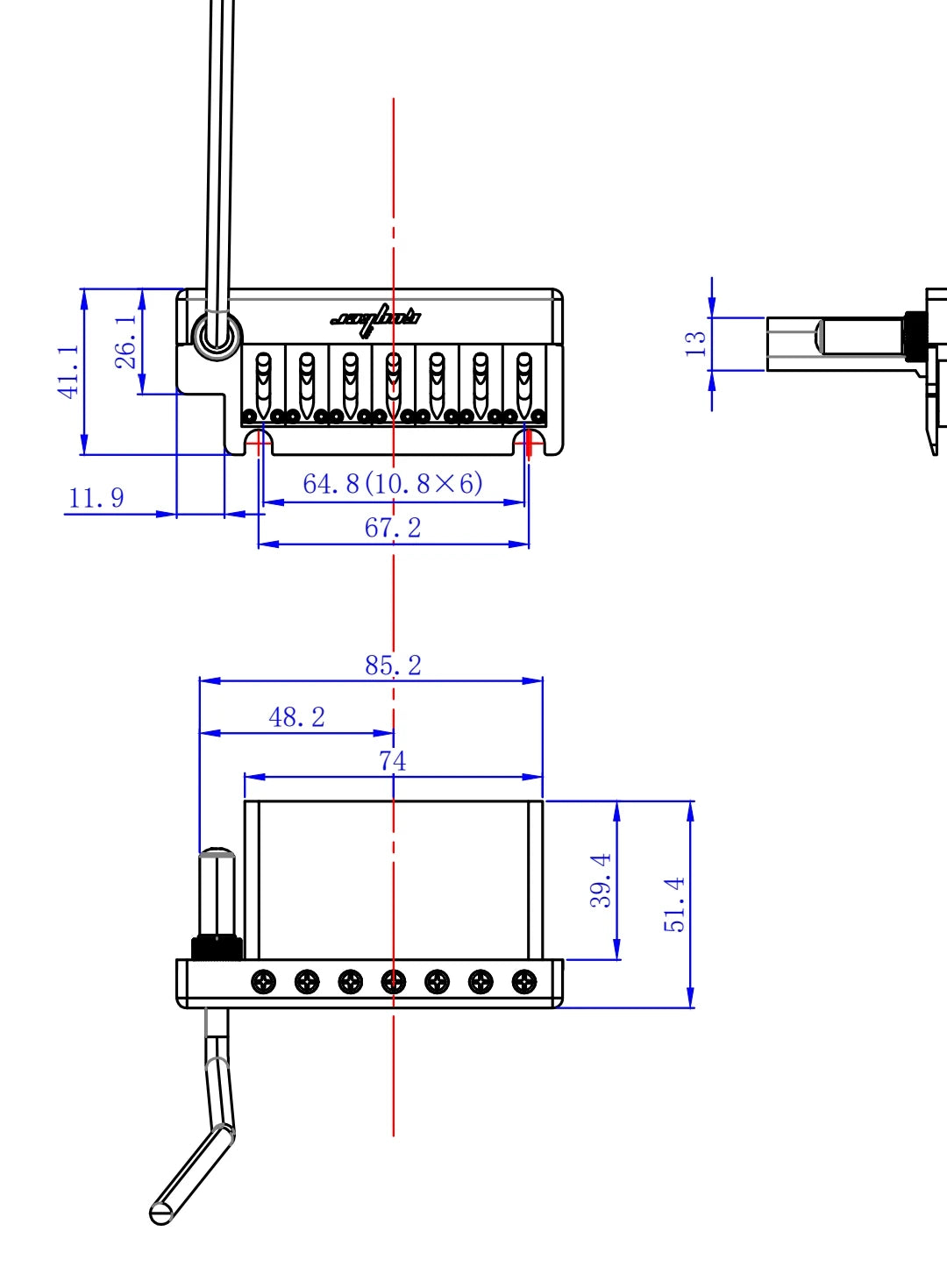 Guyker Non-locking 2 Point Guitar Tremolo Bridge CNC Machining Double Shake 7 String Guitar Bridge