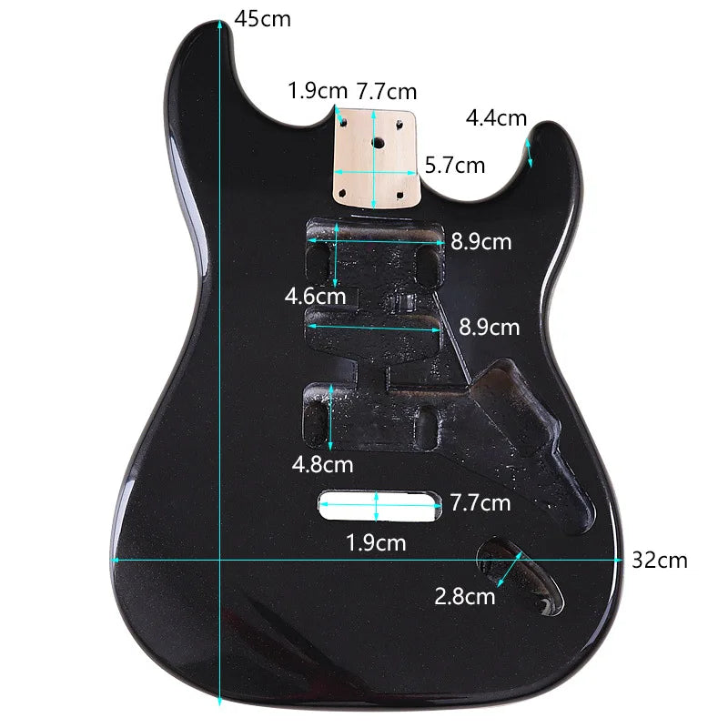 Metal Black ST Style Electric Guitar Body with Single Coil Pickup