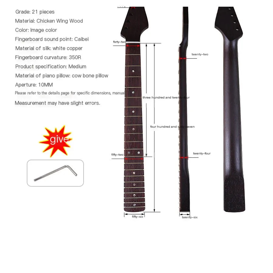 ST Style Electric Guitar Neck – Flamed Maple Wood, Bull Bone Nut, 21 Frets