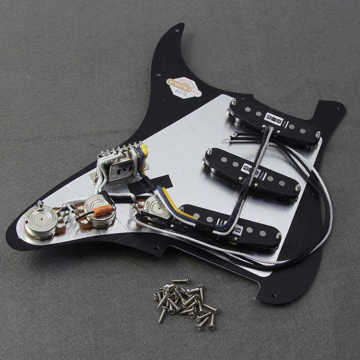 OriPure Prewired SSS Pickguard Loaded with Alnico 5 Single Coil Pickups for FD Strat Guitar