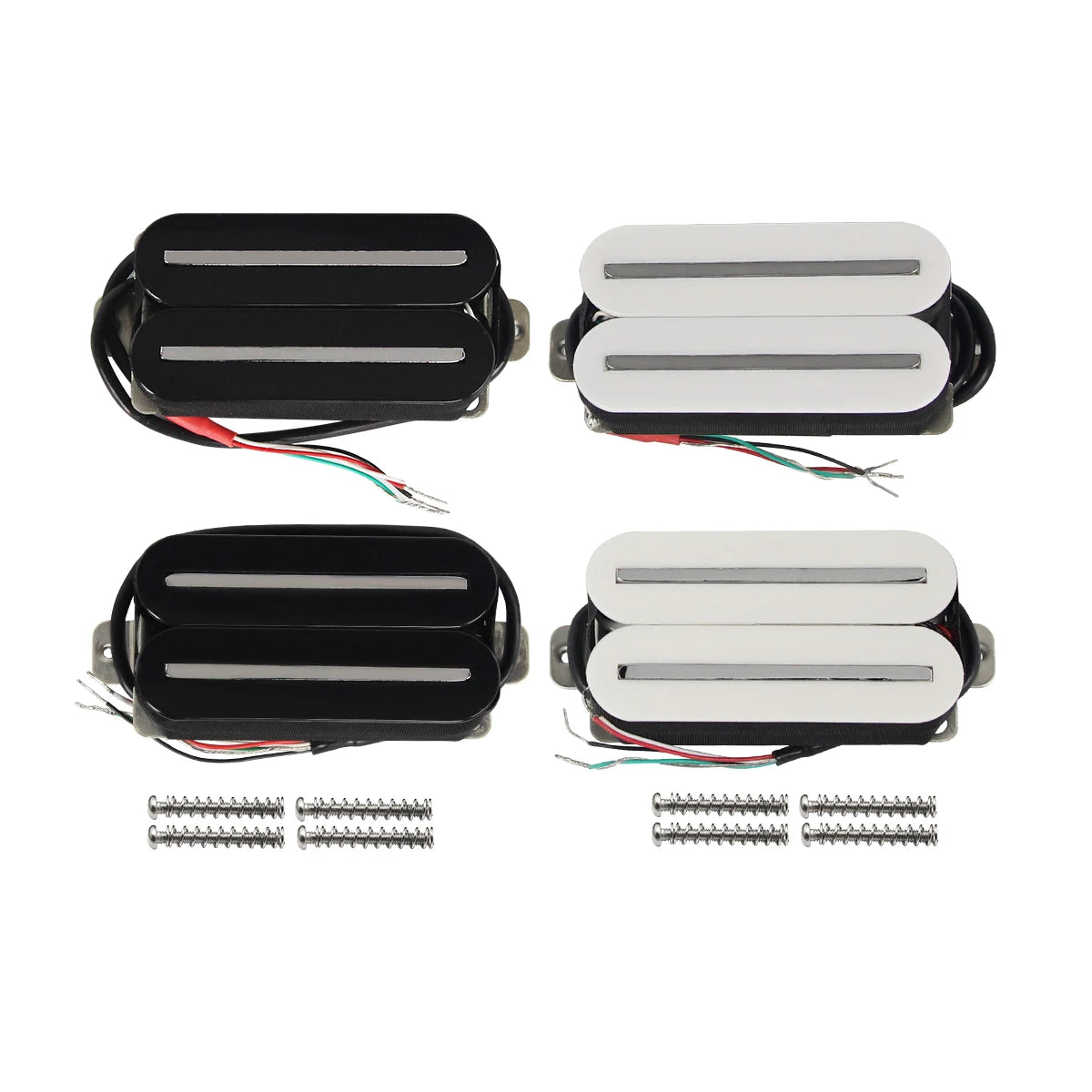 FLEOR Set of Neck and Bridge High Output Hot Dual Rail Humbucker Pickups Ceramic Available in Black or White