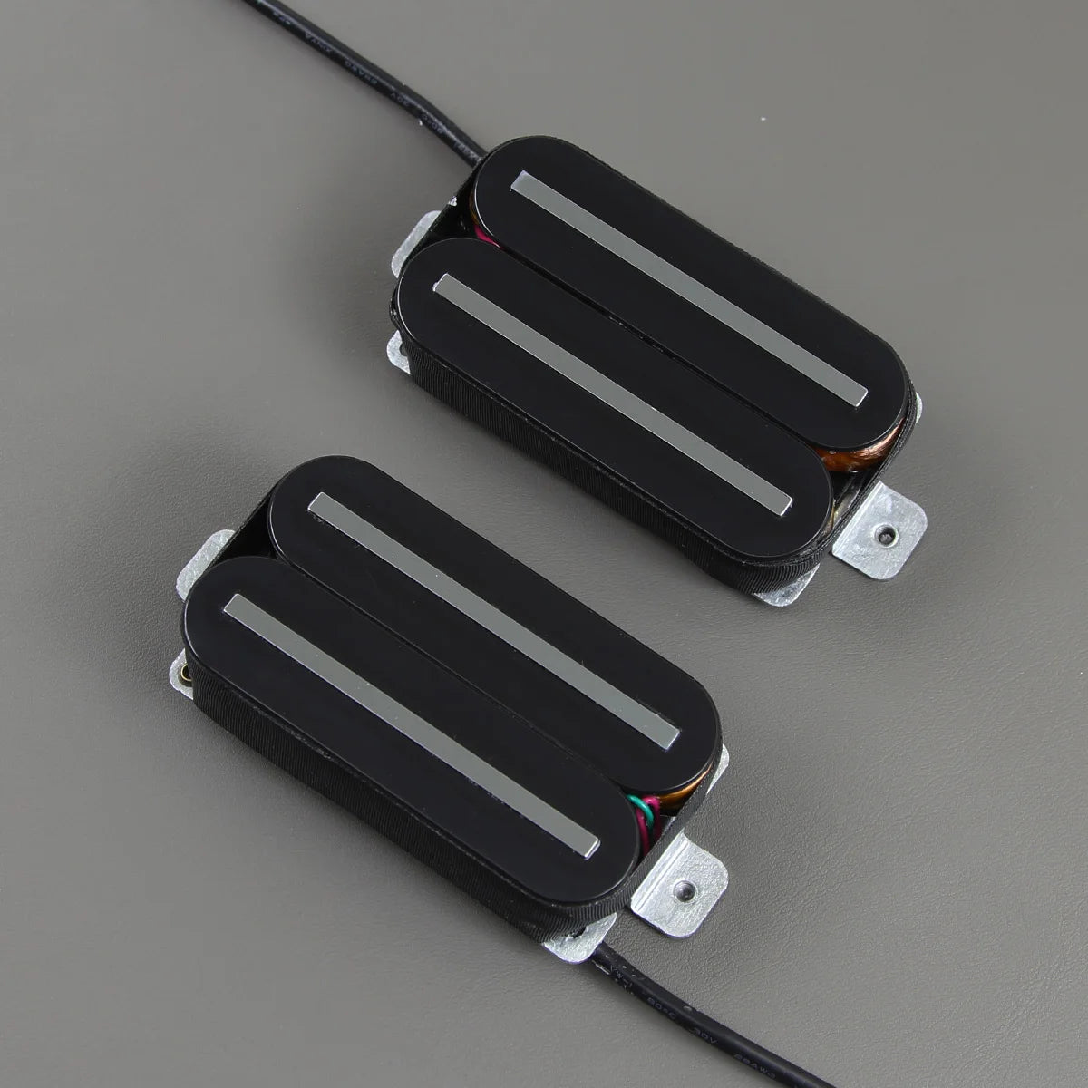 FLEOR Set of Neck and Bridge High Output Hot Dual Rail Humbucker Pickups Ceramic Available in Black or White