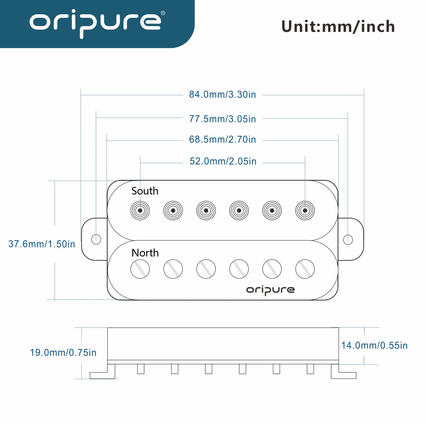 OriPure PHZ5 Alnico 5 Humbucker Pickup Bridge 16K Zebra