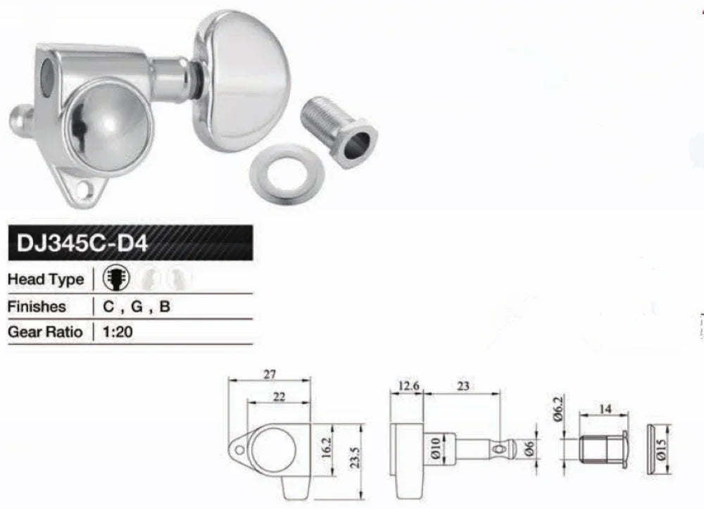 1 Set Kaynes 3R3L Locking Guitar Tuners – Chrome Silver for LP/SG