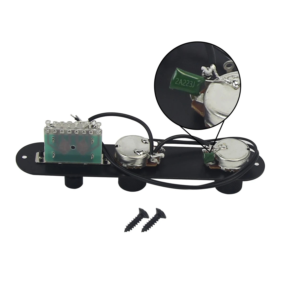FLEOR Black Prewired TL Guitar Control Plate 3 Way Switch Electric Guitar Parts