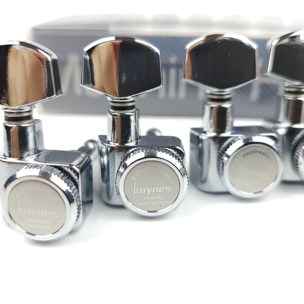 1 Set 6 In-Line Locking Guitar Tuners – No Screws, Chrome Silver