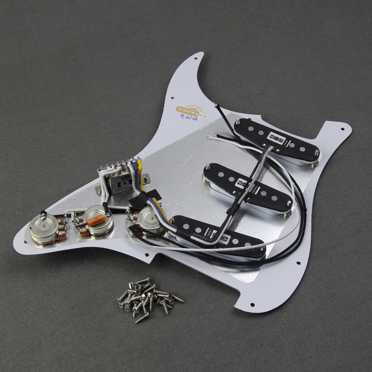 OriPure Prewired SSS Pickguard Loaded with Alnico 5 Single Coil Pickups for FD Strat Guitar