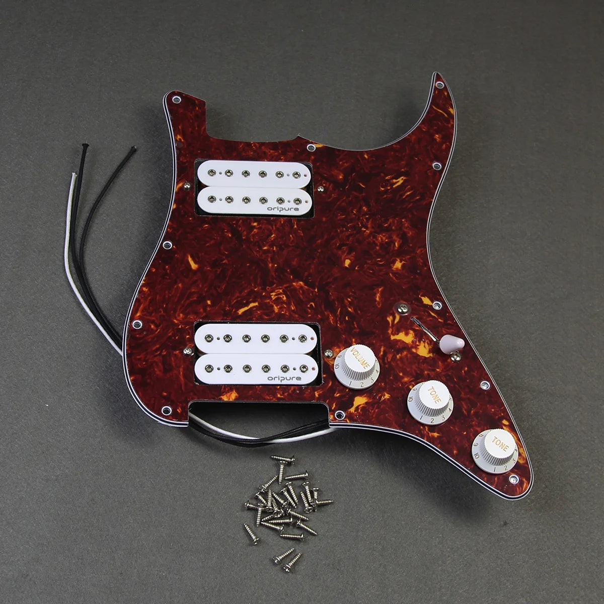 Oripure Prewired Guitar ST Pickguard HH Loaded with Alnico 5 Humbucker Pickups, 2T1V Pots, 5-Way 24-Pin Super Switch