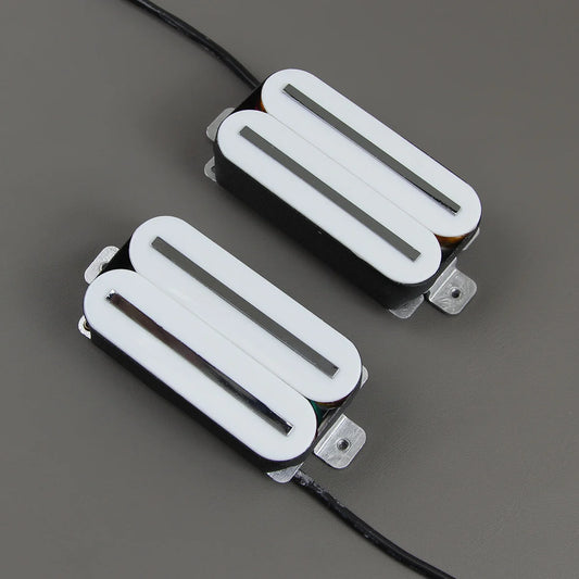 FLEOR Set of Neck and Bridge High Output Hot Dual Rail Humbucker Pickups Ceramic Available in Black or White