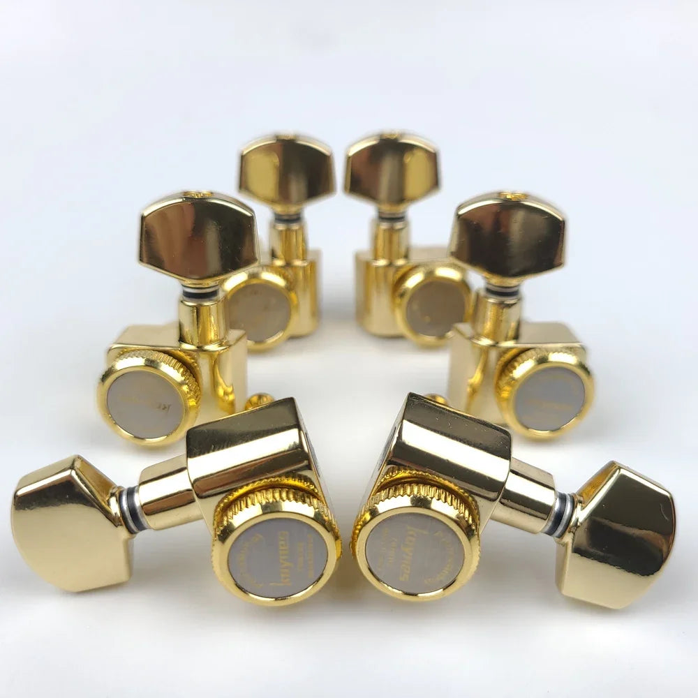 1 Set 6 In-Line Locking Guitar Tuners – No Screws, Chrome Silver