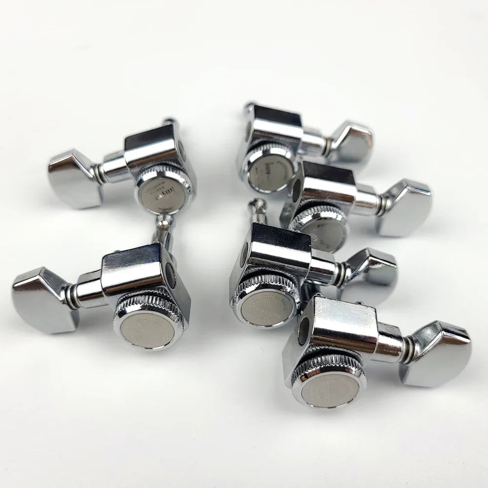 1 Set 6 In-Line Locking Guitar Tuners – No Screws, Chrome Silver