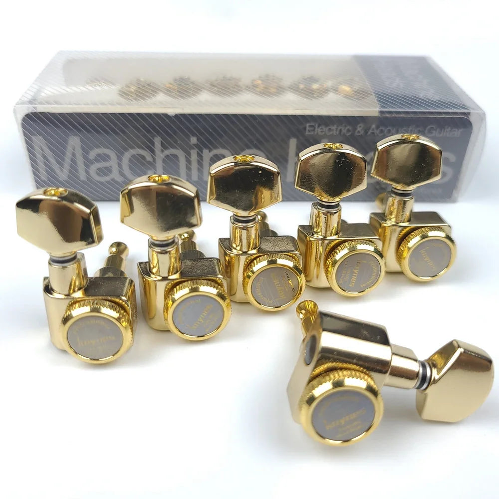 1 Set 6 In-Line Locking Guitar Tuners – No Screws, Chrome Silver