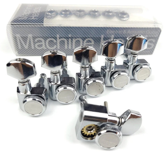 1 Set 6 In-Line Locking Guitar Tuners – No Screws, Chrome Silver