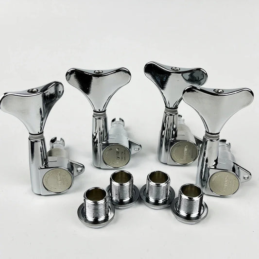 Kaynes DJ242 Sealed Bass Guitar Tuners – 1:18 Ratio, Chrome Silver