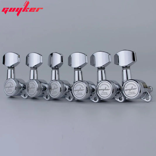 GUYKER Chrome Locking Guitar Machine Heads Tuners 1:18 Ratio (Set of 6) for LP & SG Guitars