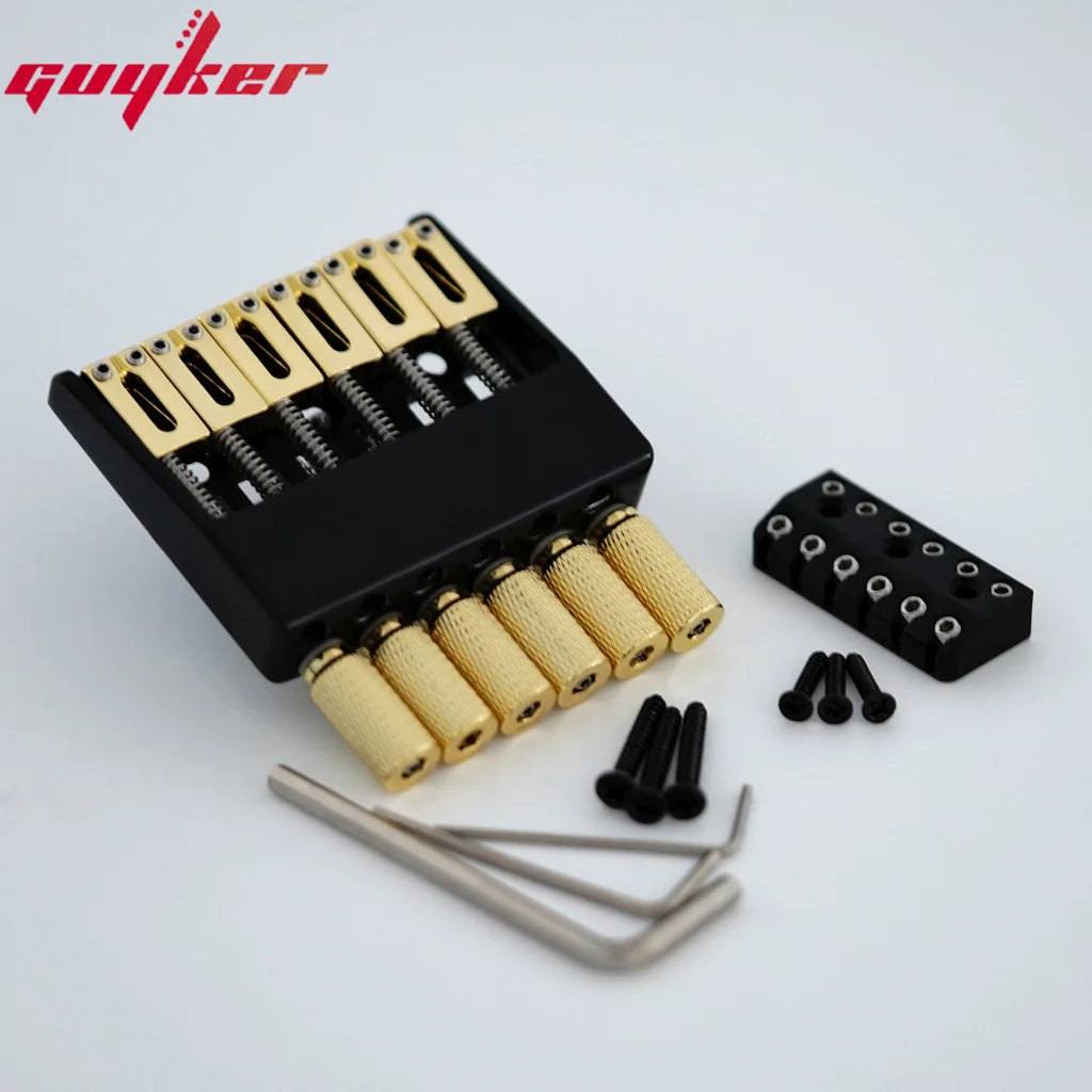New GUYKER Black/Chrome/Gold 6 String Bridge Tailpiece for Headless Guitar Accessories