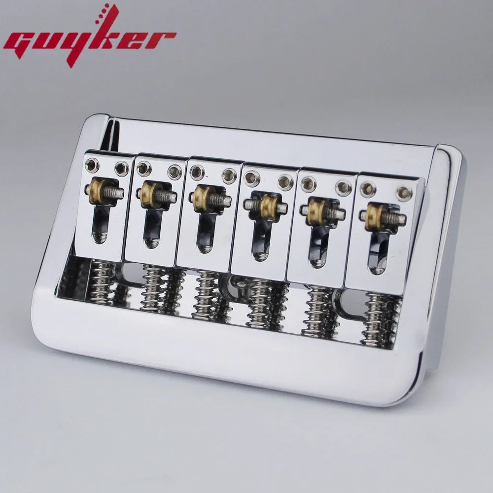 Guyker Adjustable Guitar Bridge 10.5mm String Space Copper Fixed Saddles and Zinc Block For 6 String Electric Guitar