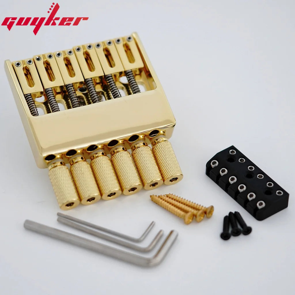 New GUYKER Black/Chrome/Gold 6 String Bridge Tailpiece for Headless Guitar Accessories