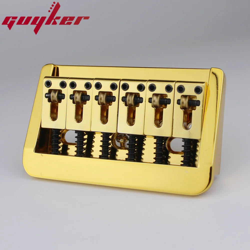 Guyker Adjustable Guitar Bridge 10.5mm String Space Copper Fixed Saddles and Zinc Block For 6 String Electric Guitar