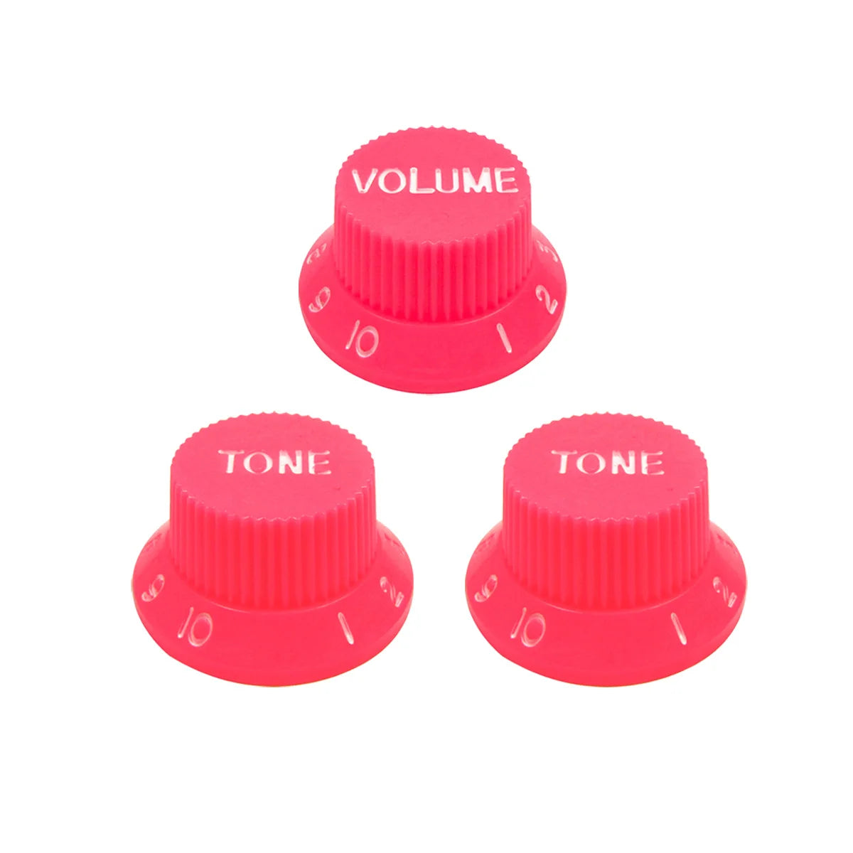 FLEOR 3pcs Plastic 2T1V Volume Tone Control Knobs High Dome Caps for ST Guitar