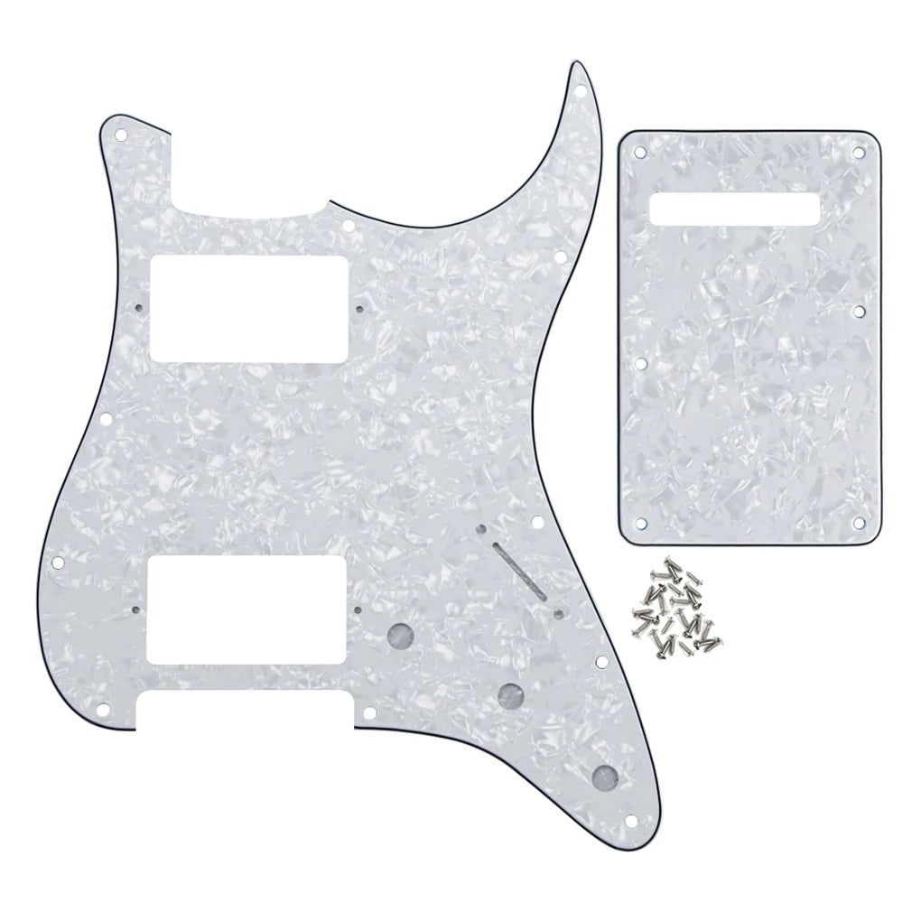 Fleor Electric Guitar HH Pickguard Scratch Plate Back Plate with Screws for 11-Hole American Standard FD ST Style Guitar