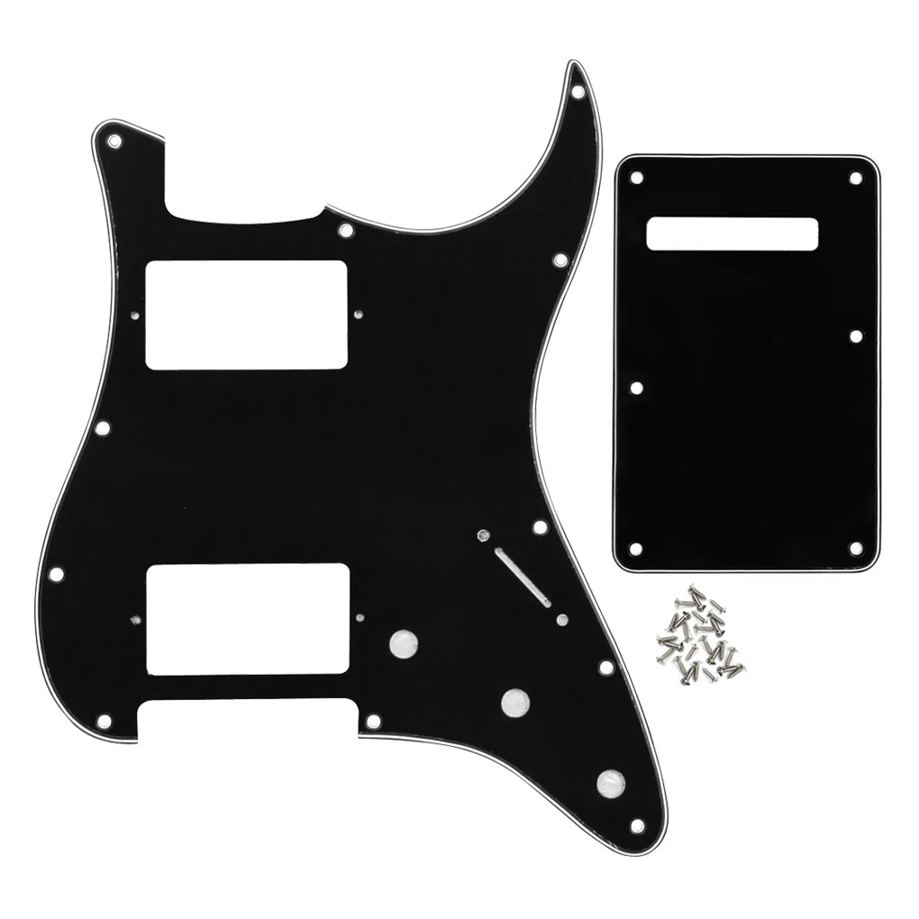 Fleor Electric Guitar HH Pickguard Scratch Plate Back Plate with Screws for 11-Hole American Standard FD ST Style Guitar