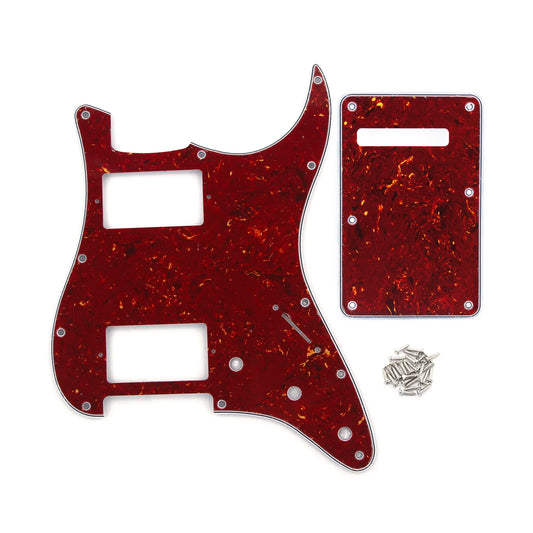 Fleor Electric Guitar HH Pickguard Scratch Plate Back Plate with Screws for 11-Hole American Standard FD ST Style Guitar