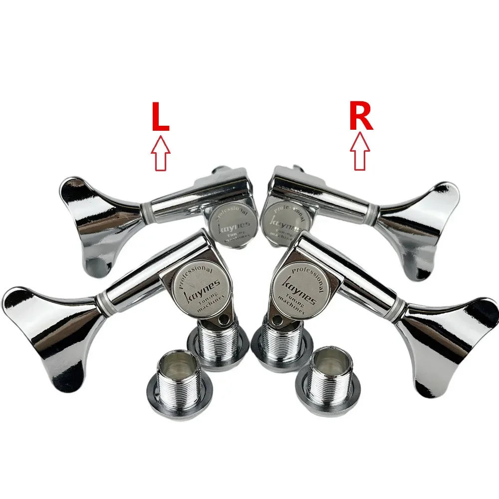 Kaynes DJ242 Sealed Bass Guitar Tuners – 1:18 Ratio, Chrome Silver