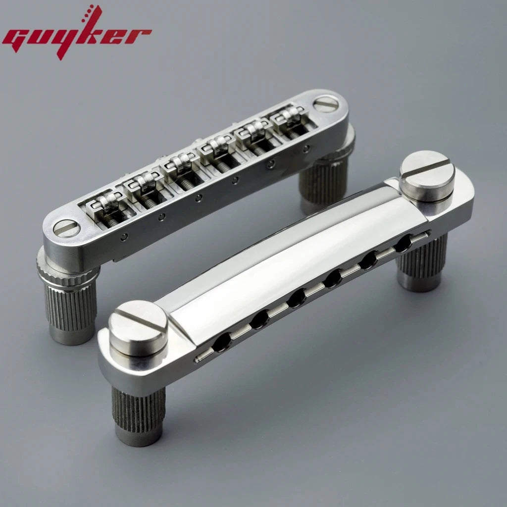 Guyker Titanium Alloy Guitar Stop Bar Tailpiece with Anchors+Tune-O-Matic Roller Saddle Guitar Bridge for LP SG Guitars