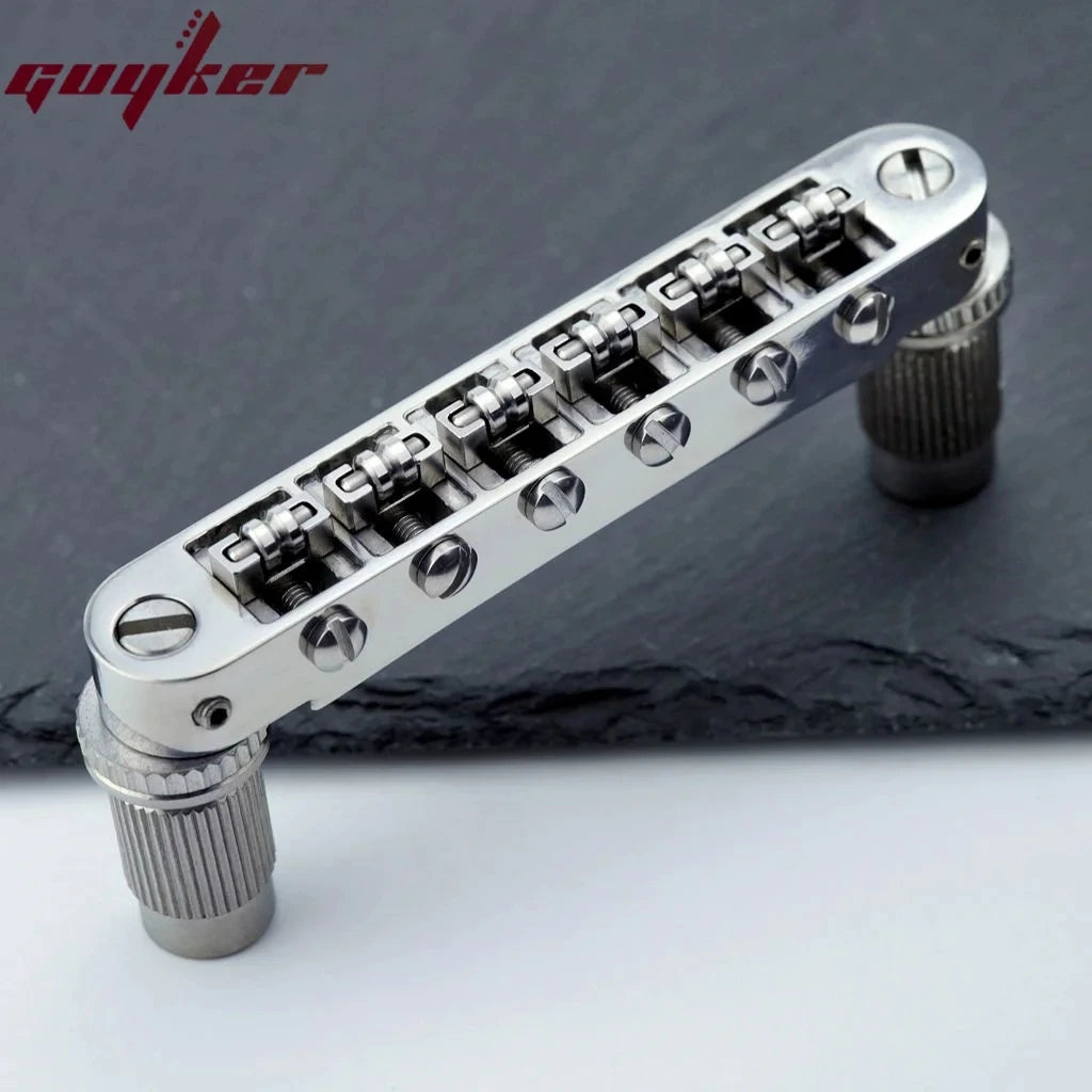 Guyker Titanium Alloy Guitar Stop Bar Tailpiece with Anchors+Tune-O-Matic Roller Saddle Guitar Bridge for LP SG Guitars
