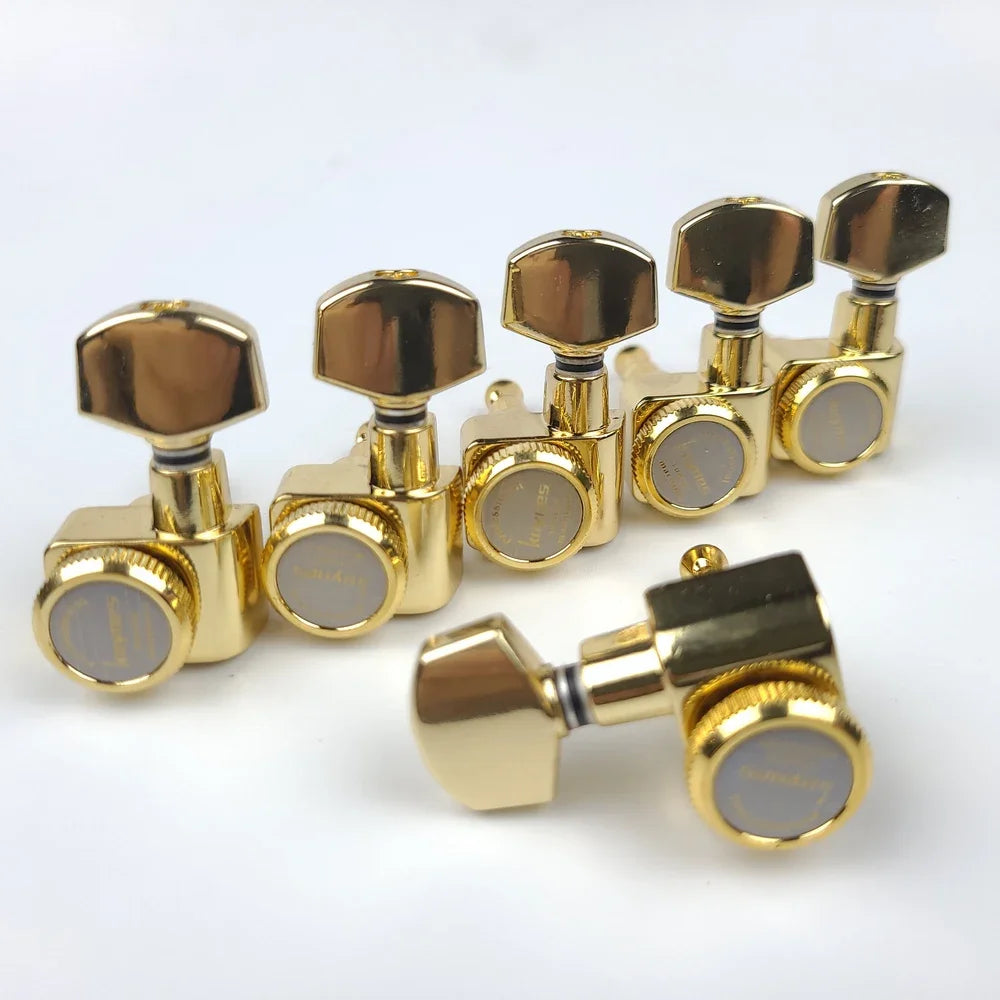 1 Set 6 In-Line Locking Guitar Tuners – No Screws, Chrome Silver