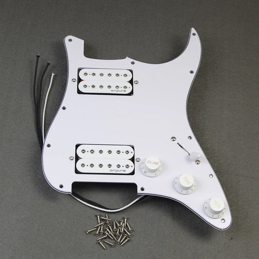 Oripure Prewired Guitar ST Pickguard HH Loaded with Alnico 5 Humbucker Pickups, 2T1V Pots, 5-Way 24-Pin Super Switch