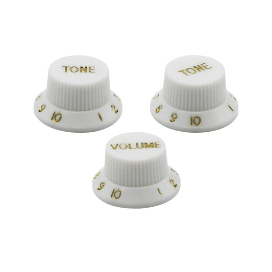 FLEOR 3pcs Plastic 2T1V Volume Tone Control Knobs High Dome Caps for ST Guitar