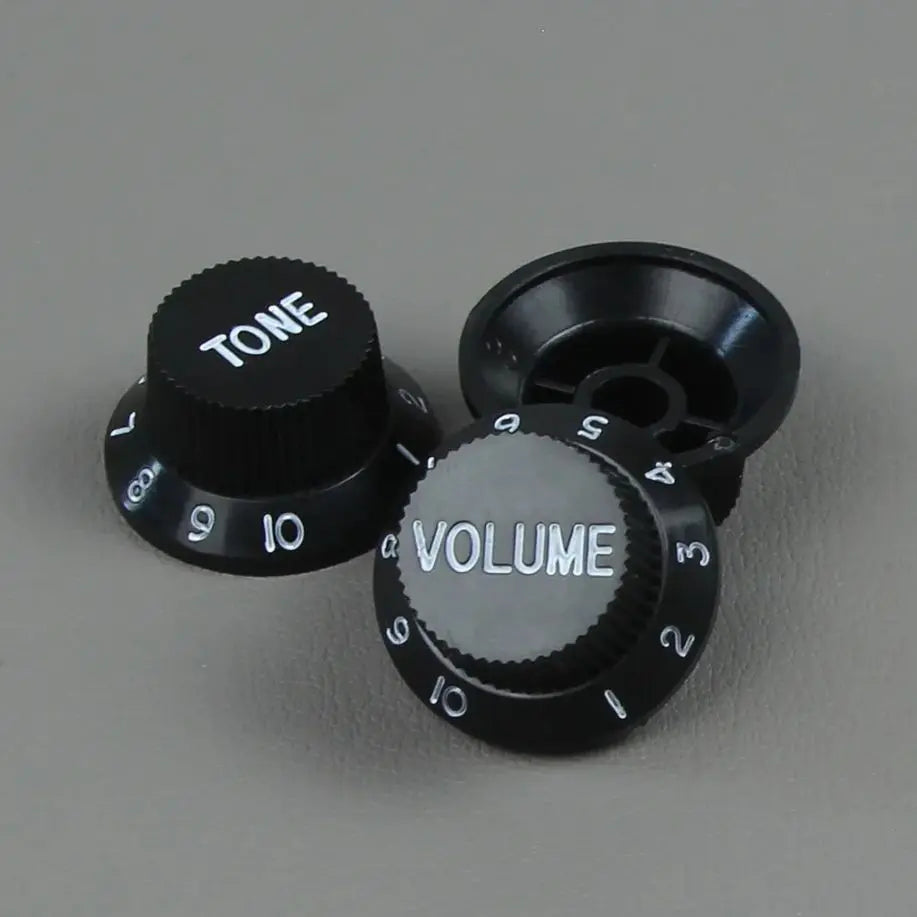 FLEOR 3pcs Plastic 2T1V Volume Tone Control Knobs High Dome Caps for ST Guitar
