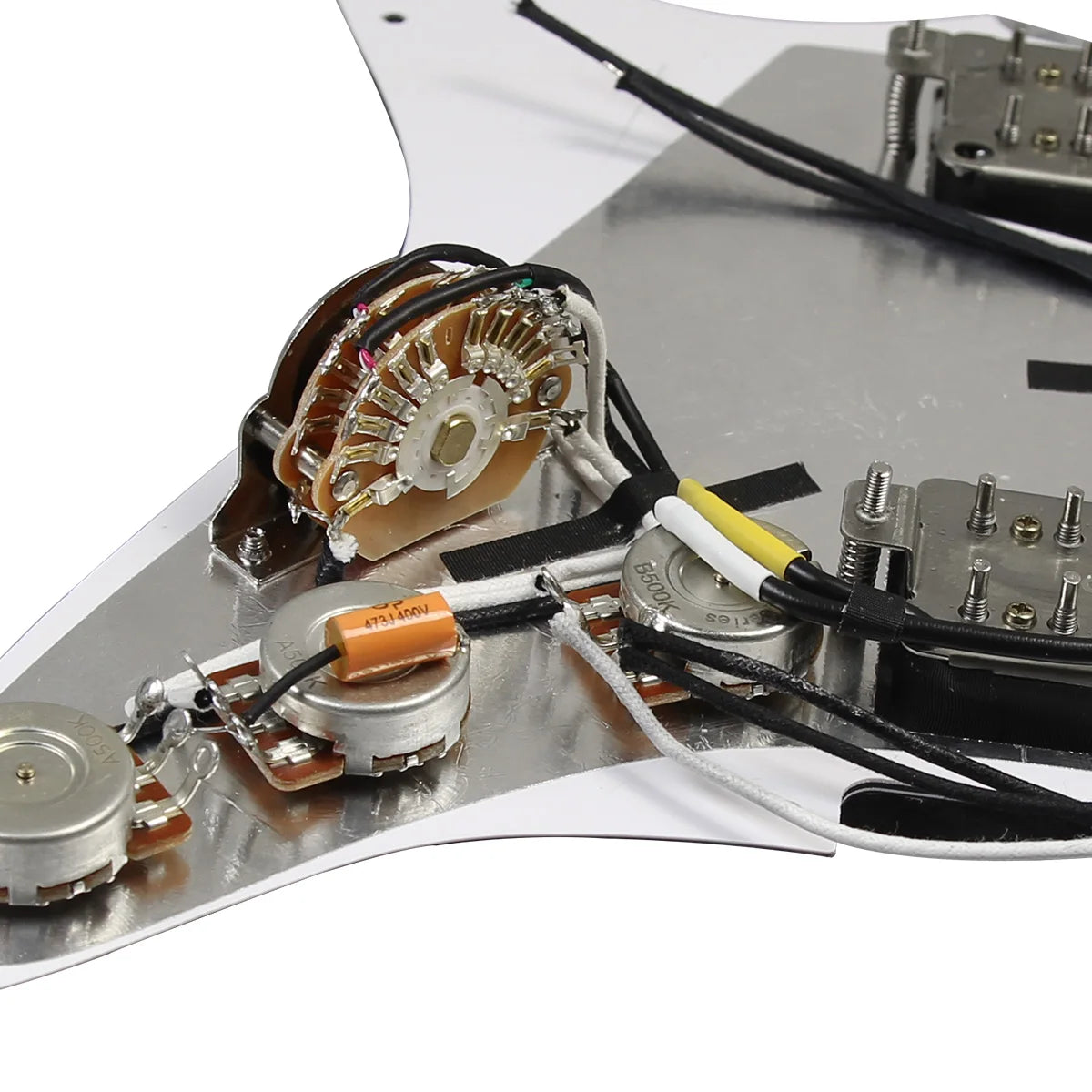 Oripure Prewired Guitar ST Pickguard HH Loaded with Alnico 5 Humbucker Pickups, 2T1V Pots, 5-Way 24-Pin Super Switch