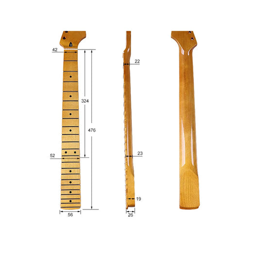 ST 6-String 22-Fret Tiger Pattern Neck – Yellow Plus Maple, Bright Finish