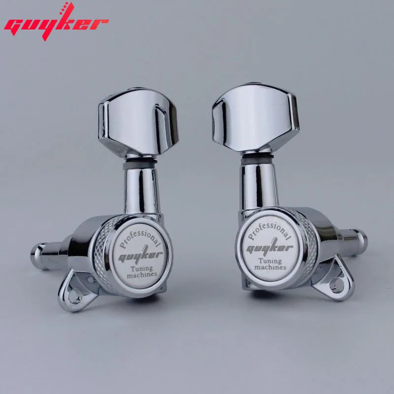 GUYKER Chrome Locking Guitar Machine Heads Tuners 1:18 Ratio (Set of 6) for LP & SG Guitars