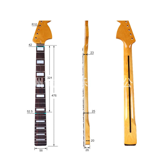 Large Headstock ST Style Electric Guitar Neck – 22 Frets, 6-String, Bright Plus Maple – Bolt-On Neck for Strat