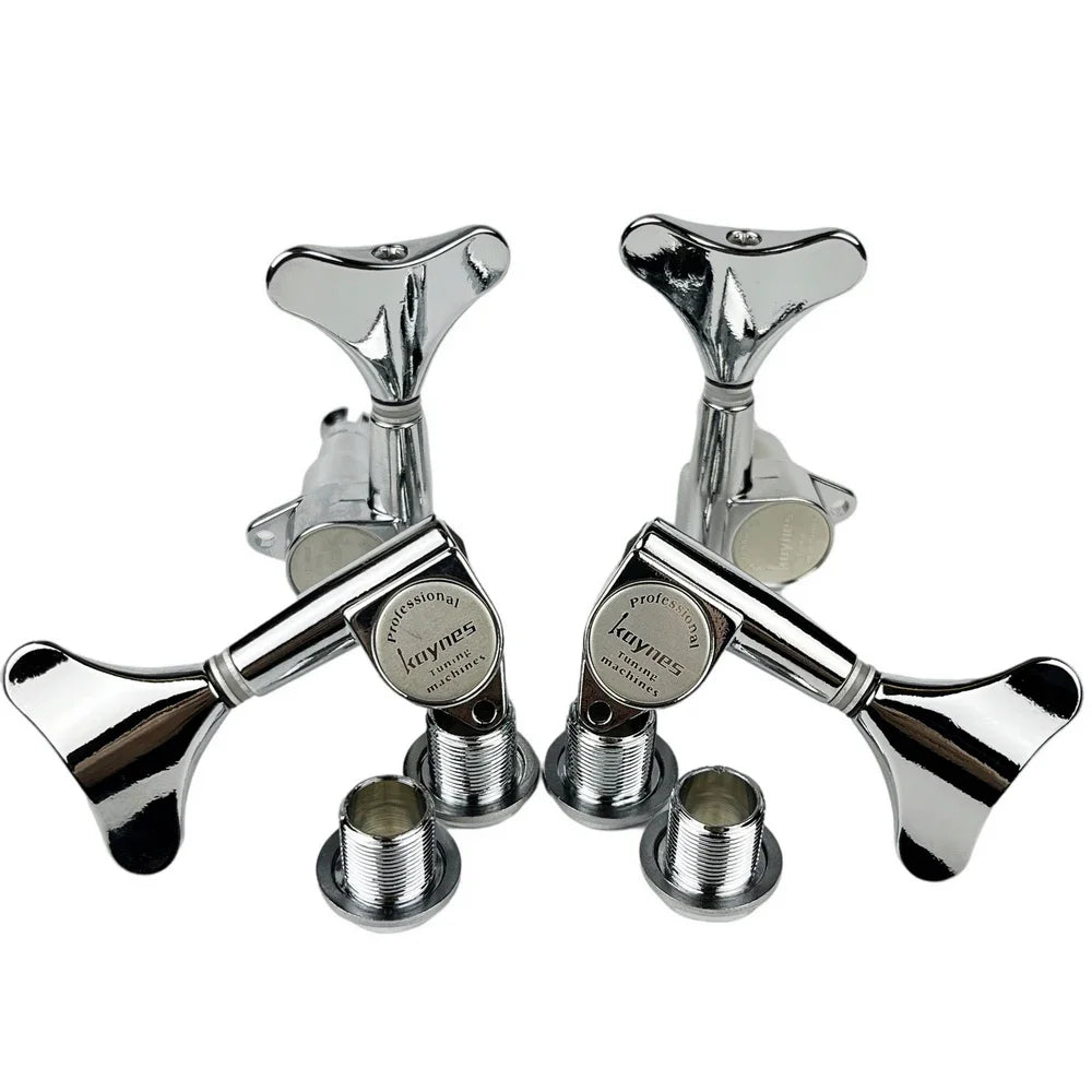 Kaynes DJ242 Sealed Bass Guitar Tuners – 1:18 Ratio, Chrome Silver