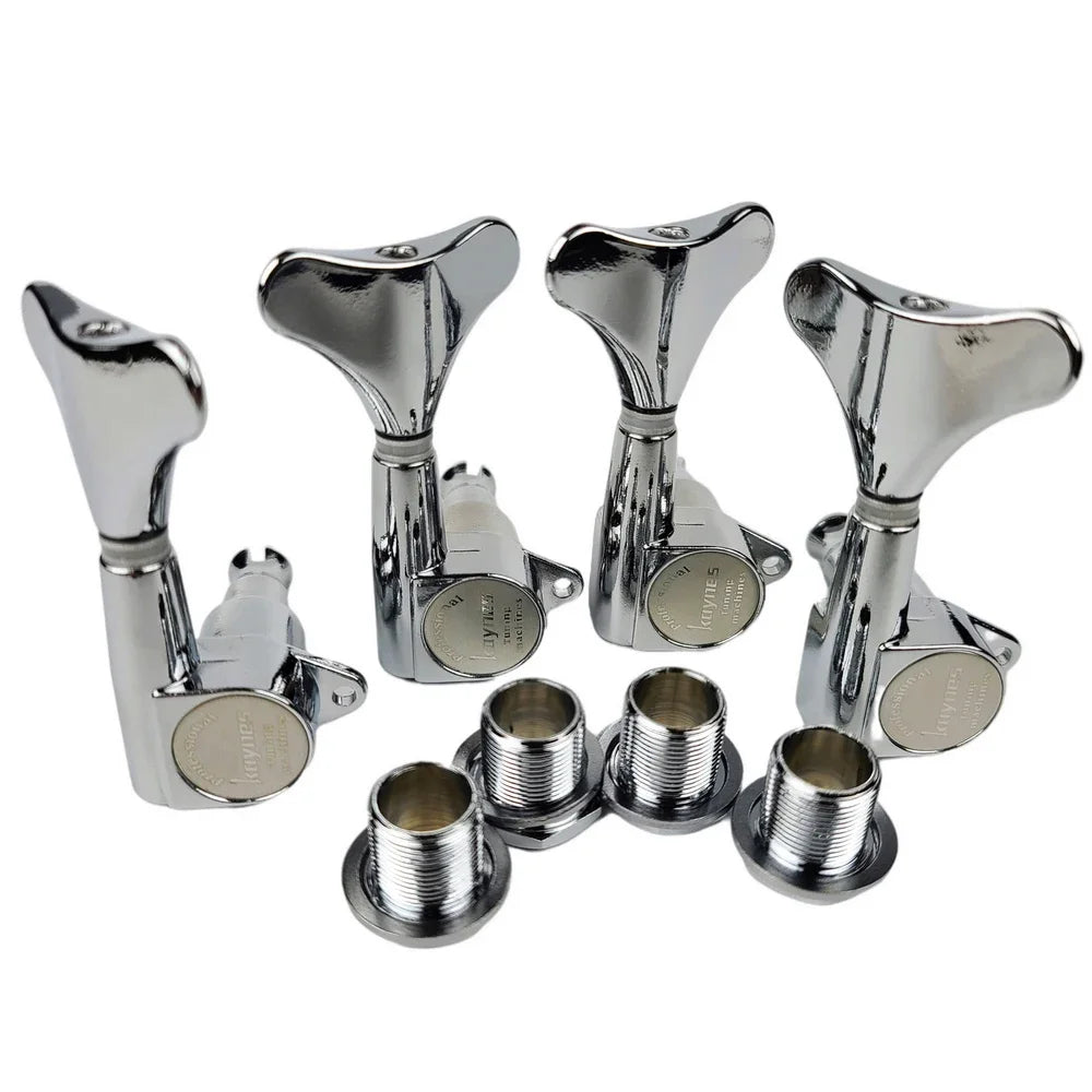 Kaynes DJ242 Sealed Bass Guitar Tuners – 1:18 Ratio, Chrome Silver